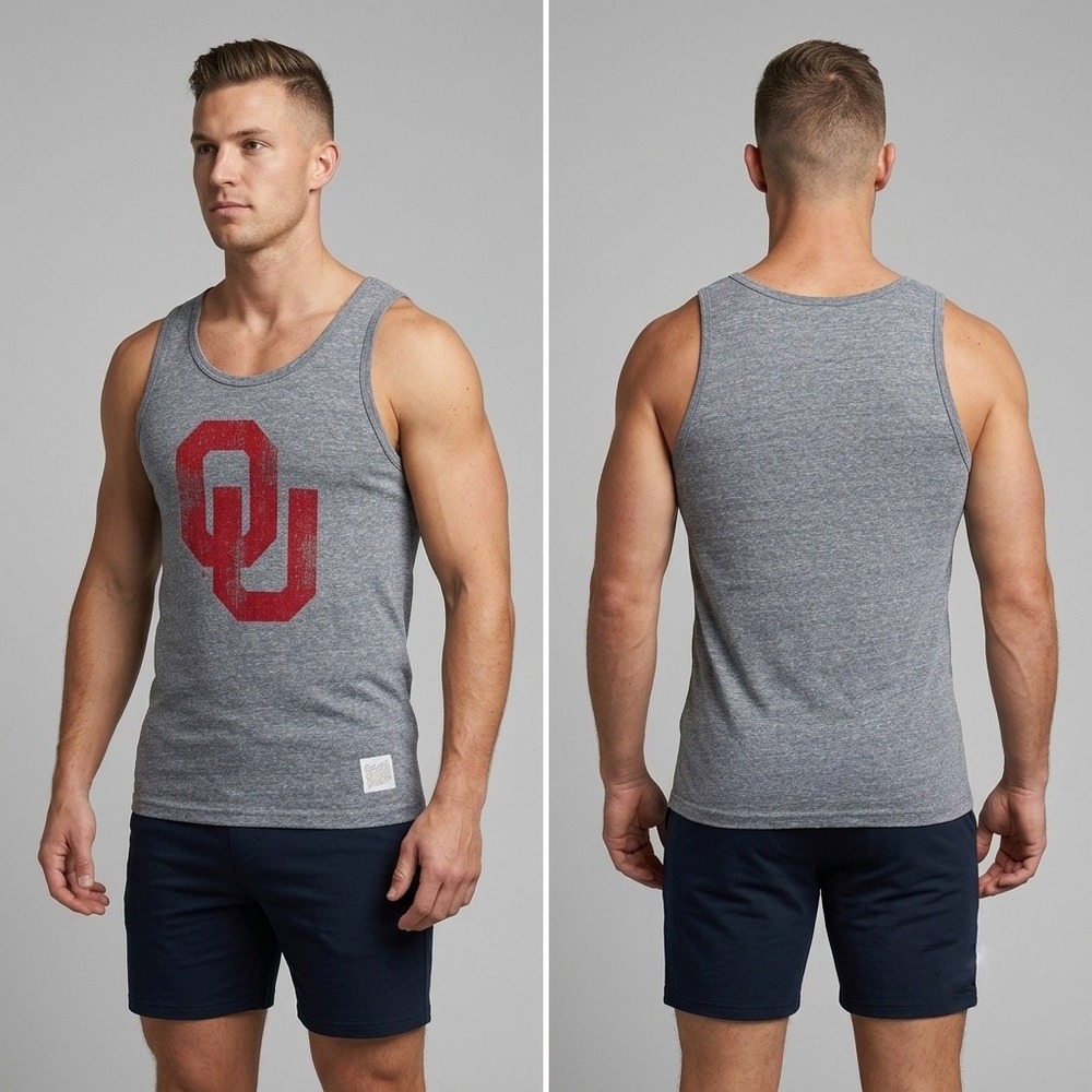 Oklahoma Sooners OU Original Retro Brand Tank Top Mens Medium Gray Heather USA